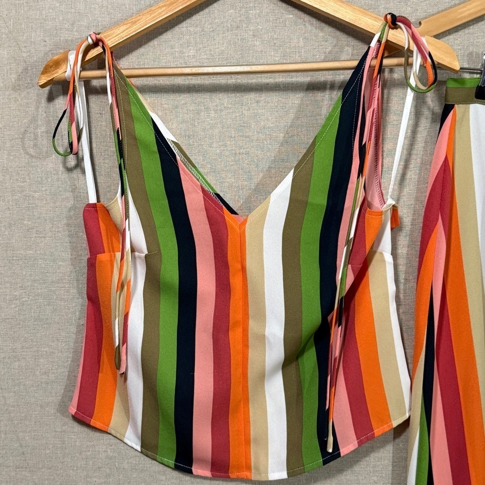 Gianni Bini Colorful Stripes Skirt Top Set NWT XS - Picture 8 of 14